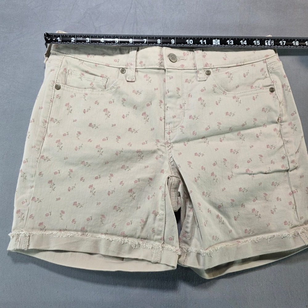 Sonoma Goods for Life Womens‎ Size 10 Floral Jean Shorts Beige Pink Rose Print - Picture 3 of 11